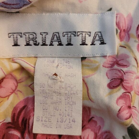 Vtg 80's Womens L Dress Cottage Core Mock Wrap Puff Sleeve Full Midi Floral Pink - Picture 4 of 10